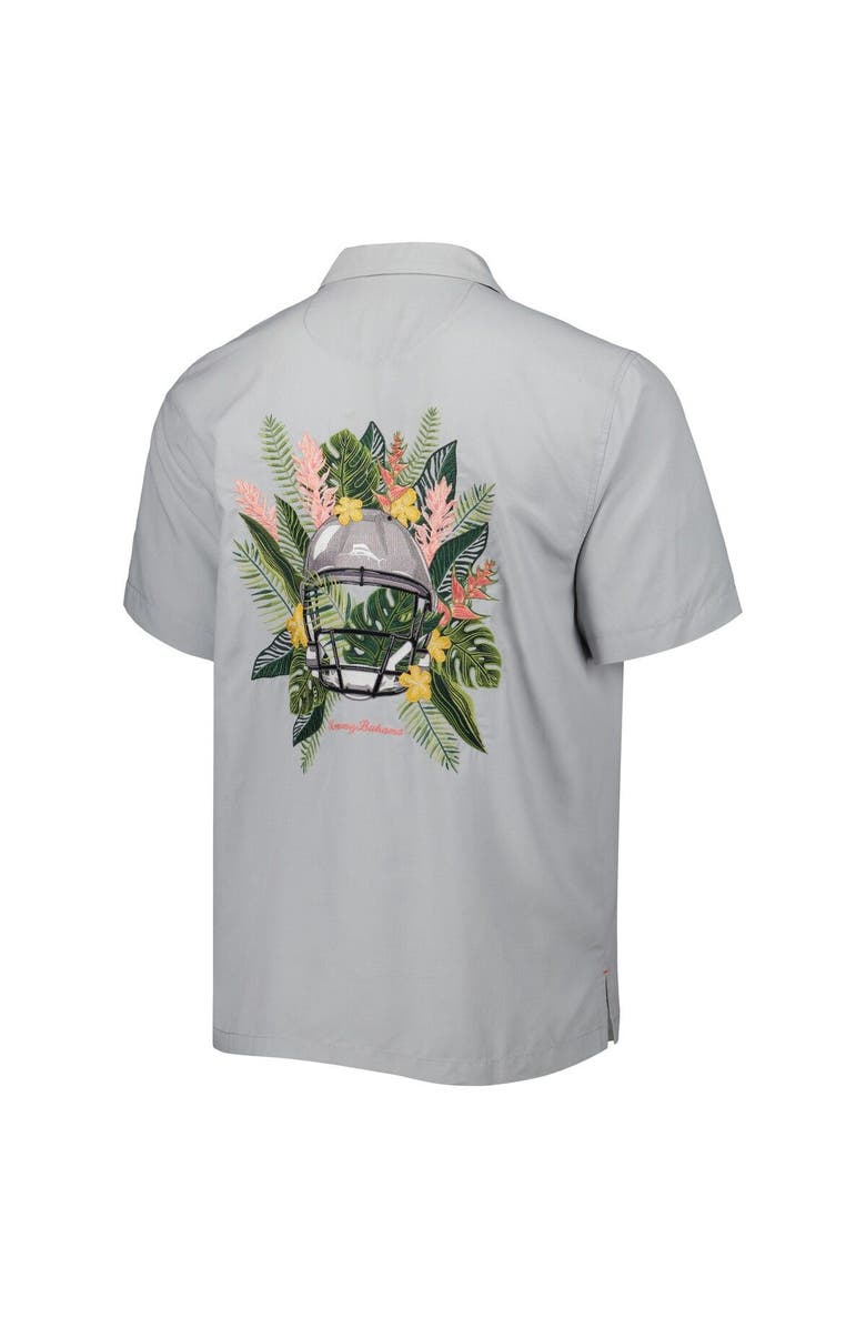 Tommy Bahama Men's Tommy Bahama Gray Miami Dolphins Coconut Point Frondly Fan Camp IslandZone Button-Up Shirt, Alternate, color,