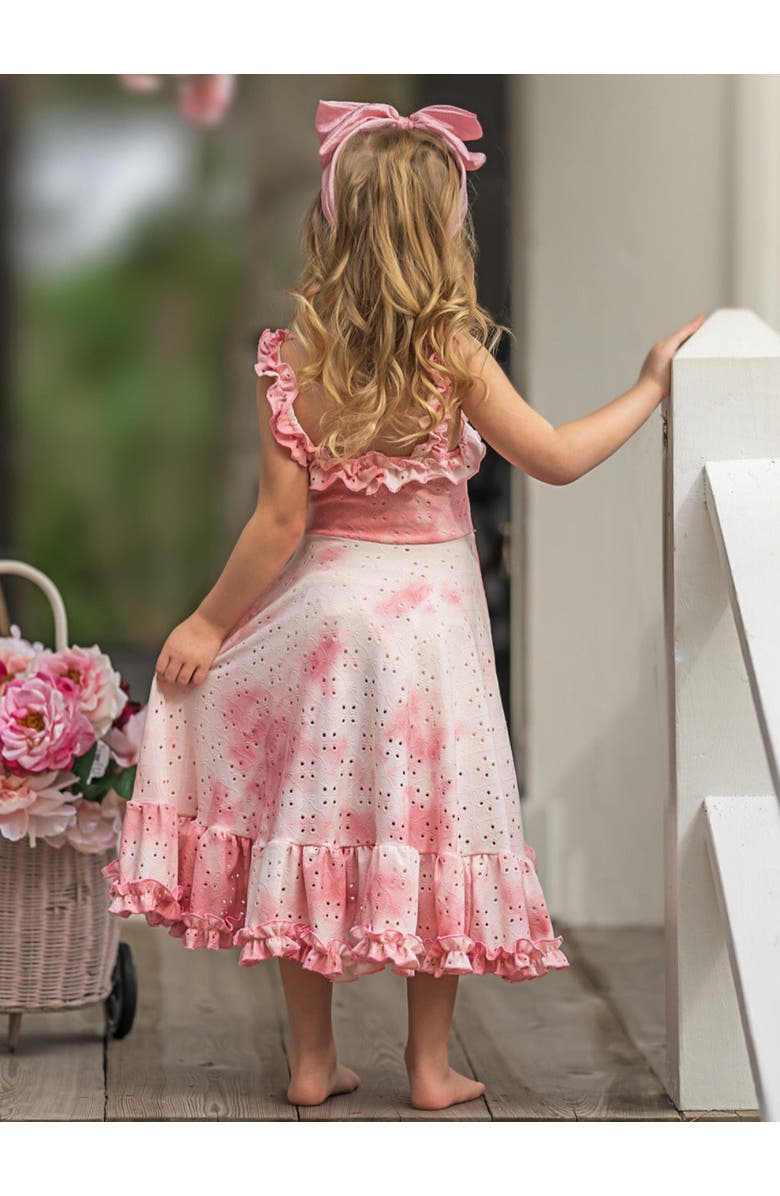 Mia Belle Girls Girls Cool-Girl Summer Tie-Dye Hi-Lo Ruffle Dress, Alternate, color, Pink