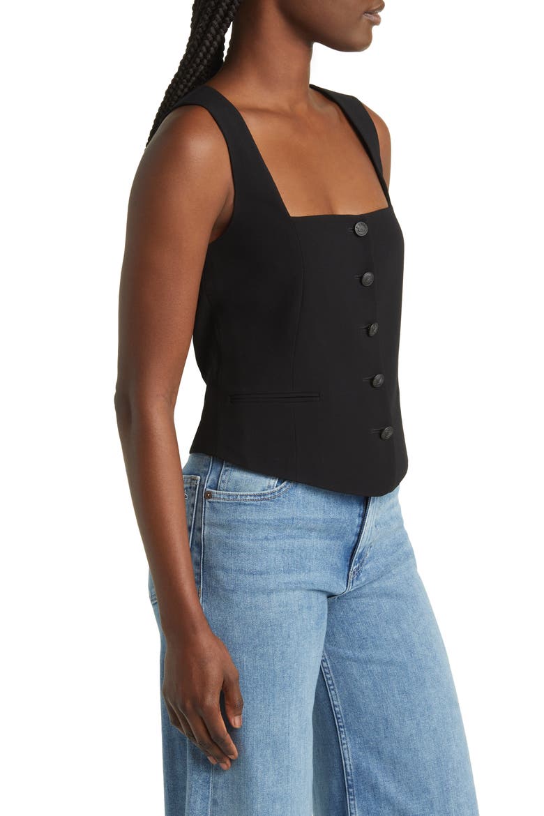 Mariana Crepe Vest, Alternate, color, BLACK