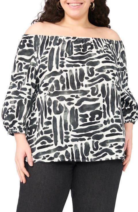 Off the Shoulder Puff Sleeve Top (Plus)