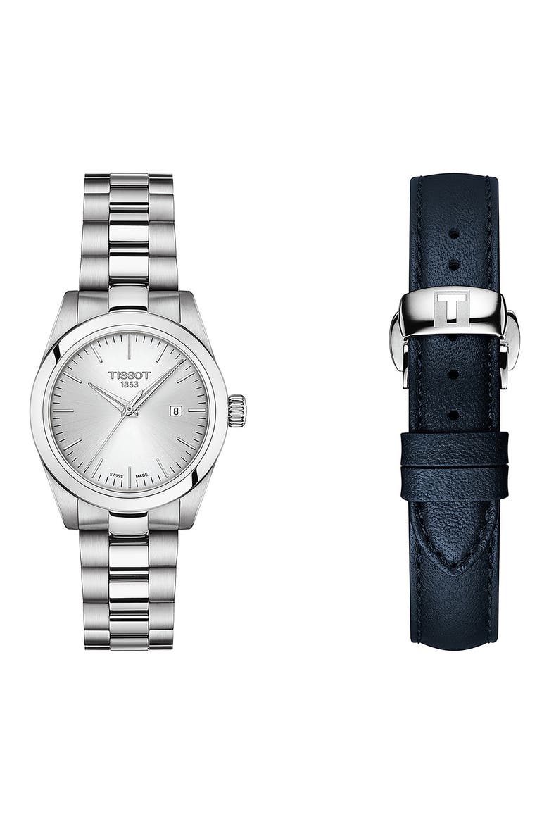 T-My Lady Bracelet Watch & Leather Strap Gift Set, 29.3mm, Main, color, SILVER