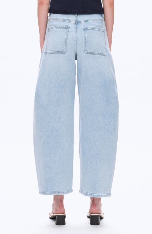 Bayeas Frayed Super High Waist Barrel Jeans In Blue