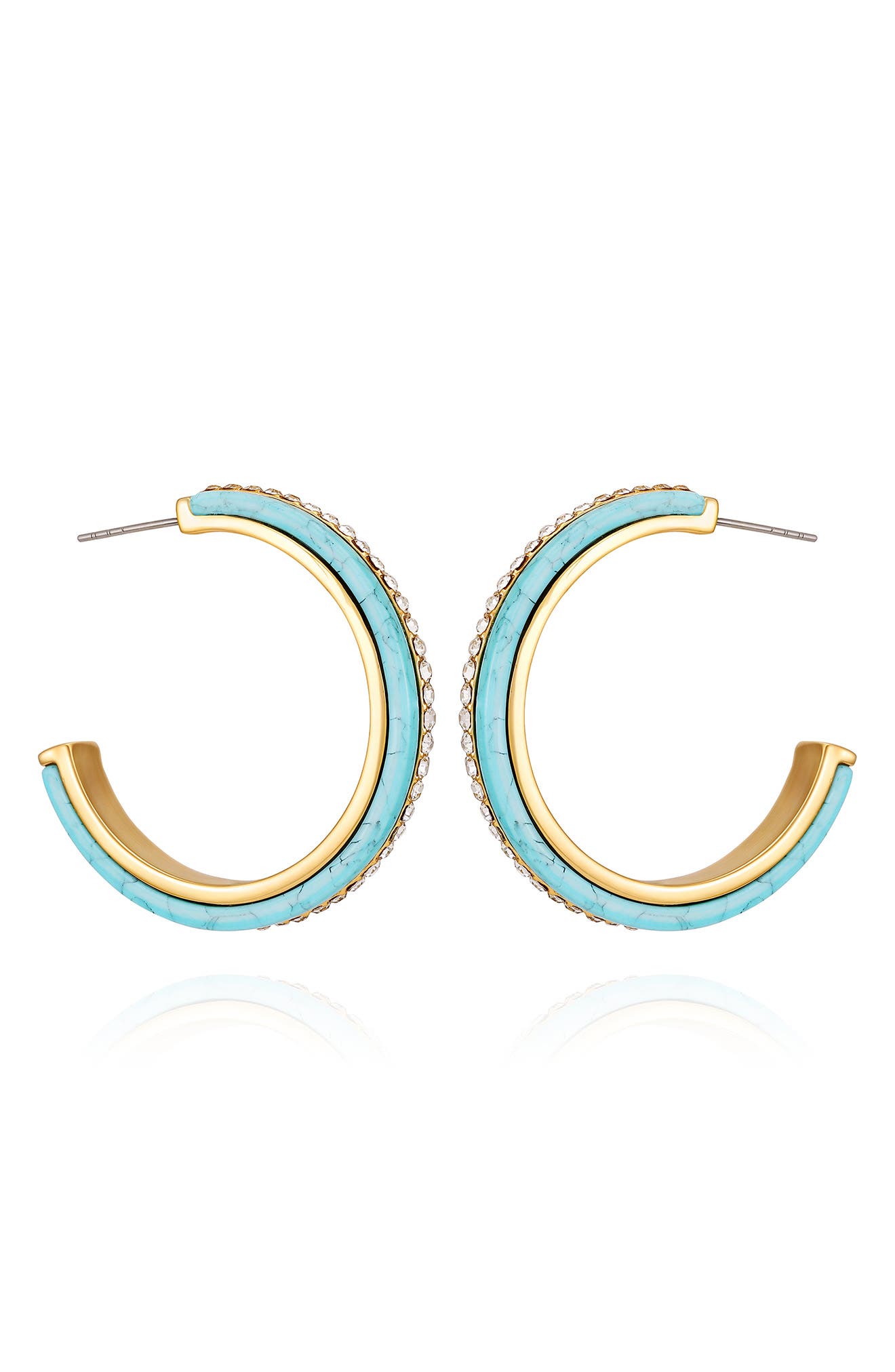 GUESS Crystal & Turquoise Hoop Earrings