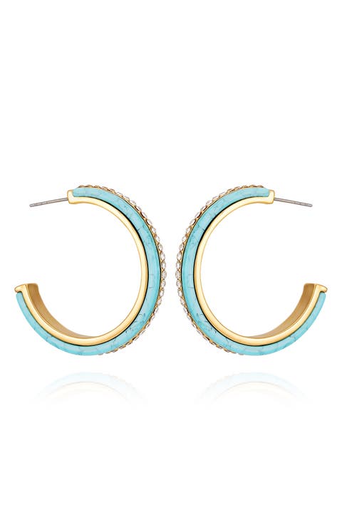 Crystal & Turquoise Hoop Earrings