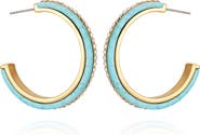 GUESS Crystal & Turquoise Hoop Earrings