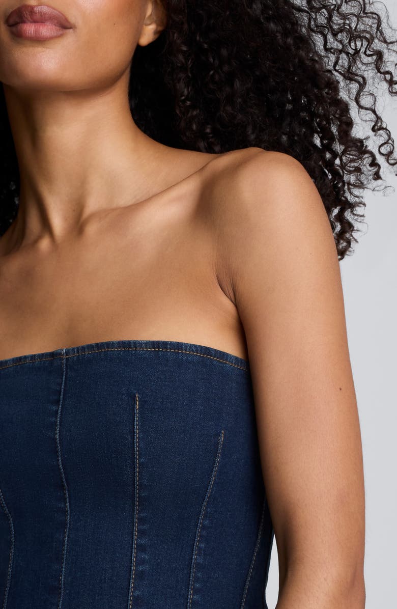 Kenneth Cole Seamed Strapless Denim Maxi Dress, Alternate, color, 