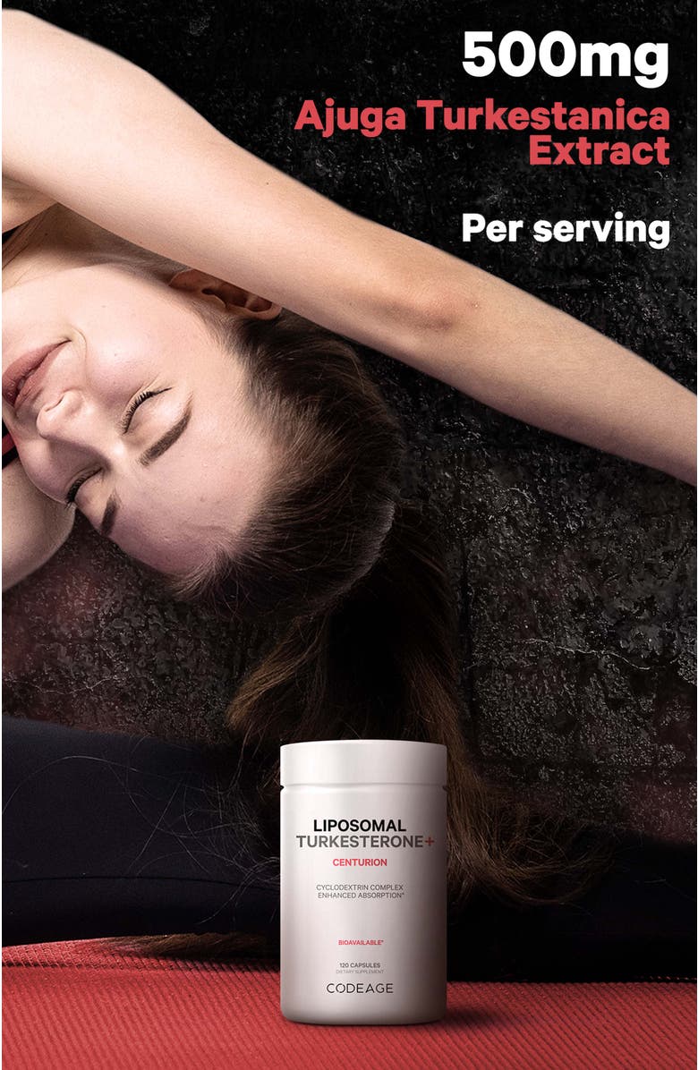 Codeage Liposomal Turkesterone 500 mg Supplement, Alternate, color, White