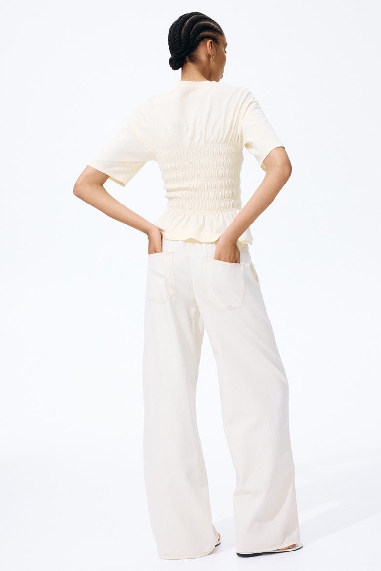 Denim Drawstring Pants, Alternate, color, Light beige