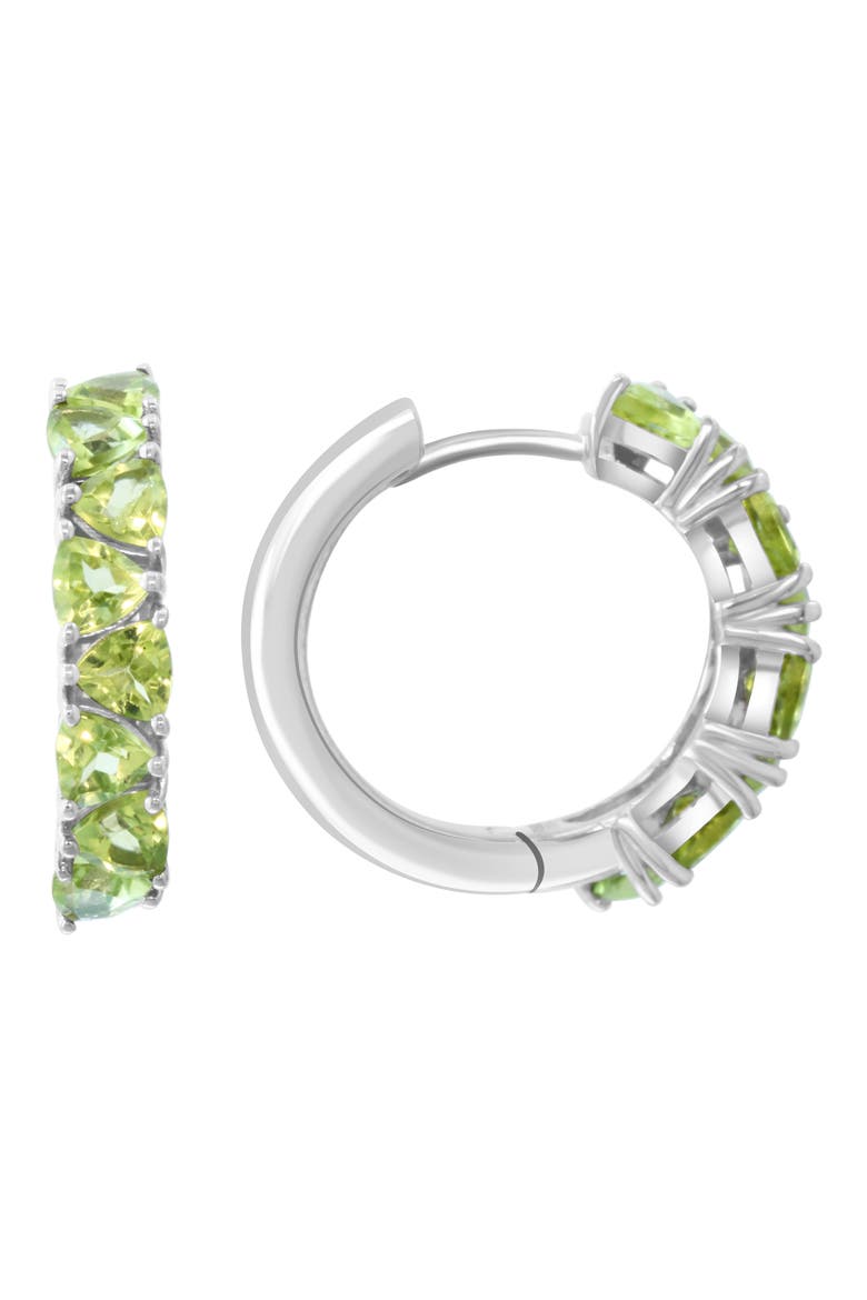 Sterling Silver Peridot Hoop Earrings, Main, color, GREEN