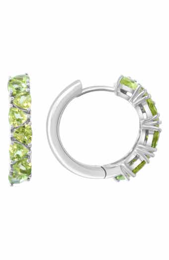 Sterling Silver Peridot Hoop Earrings