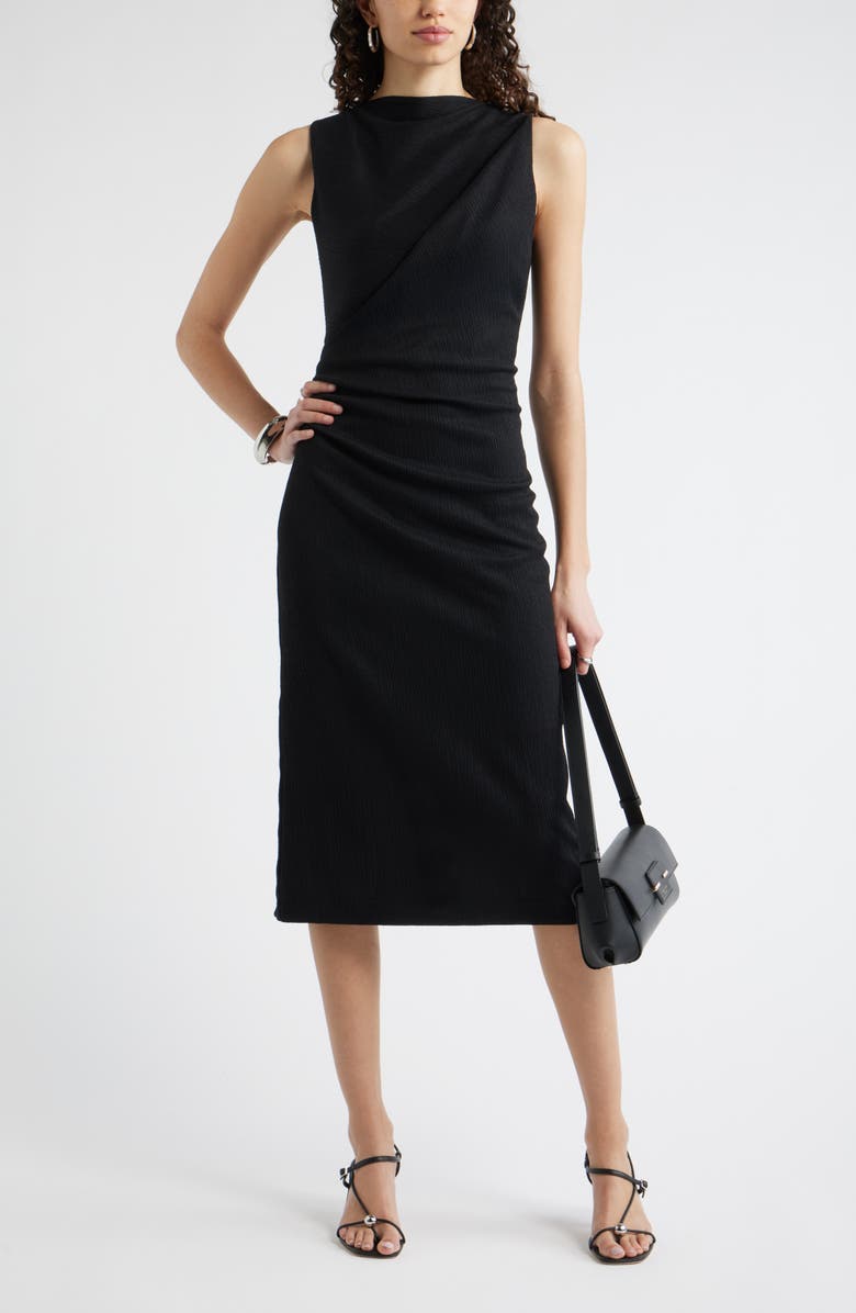 Nordstrom Pleated Dress, Alternate, color, Black