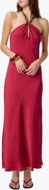 CAMI NYC Giulia Hammered Silk Halter Dress