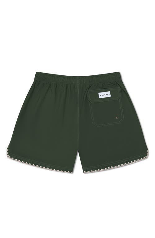 Shop Mavrans Stitch Waterproof Swim Trunks In Green