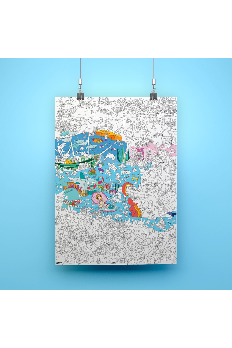 Giant coloring poster Ocean, Alternate, color, Blue