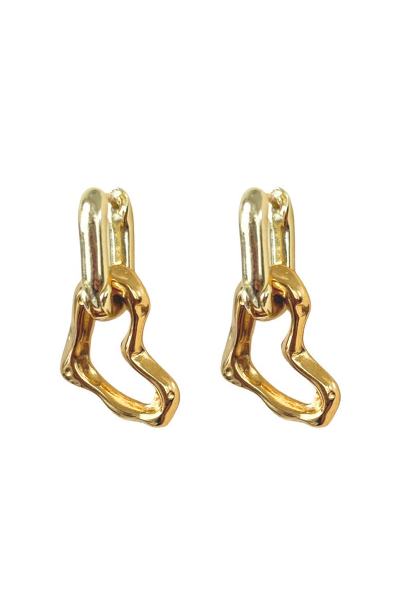 DLORIA Two-Tone Heart Huggie Earrings, Main, color,