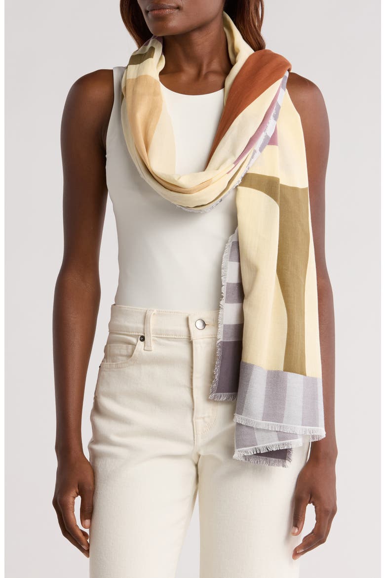 Geo Stripe Border Pareo, Alternate, color, CREAM COMBO