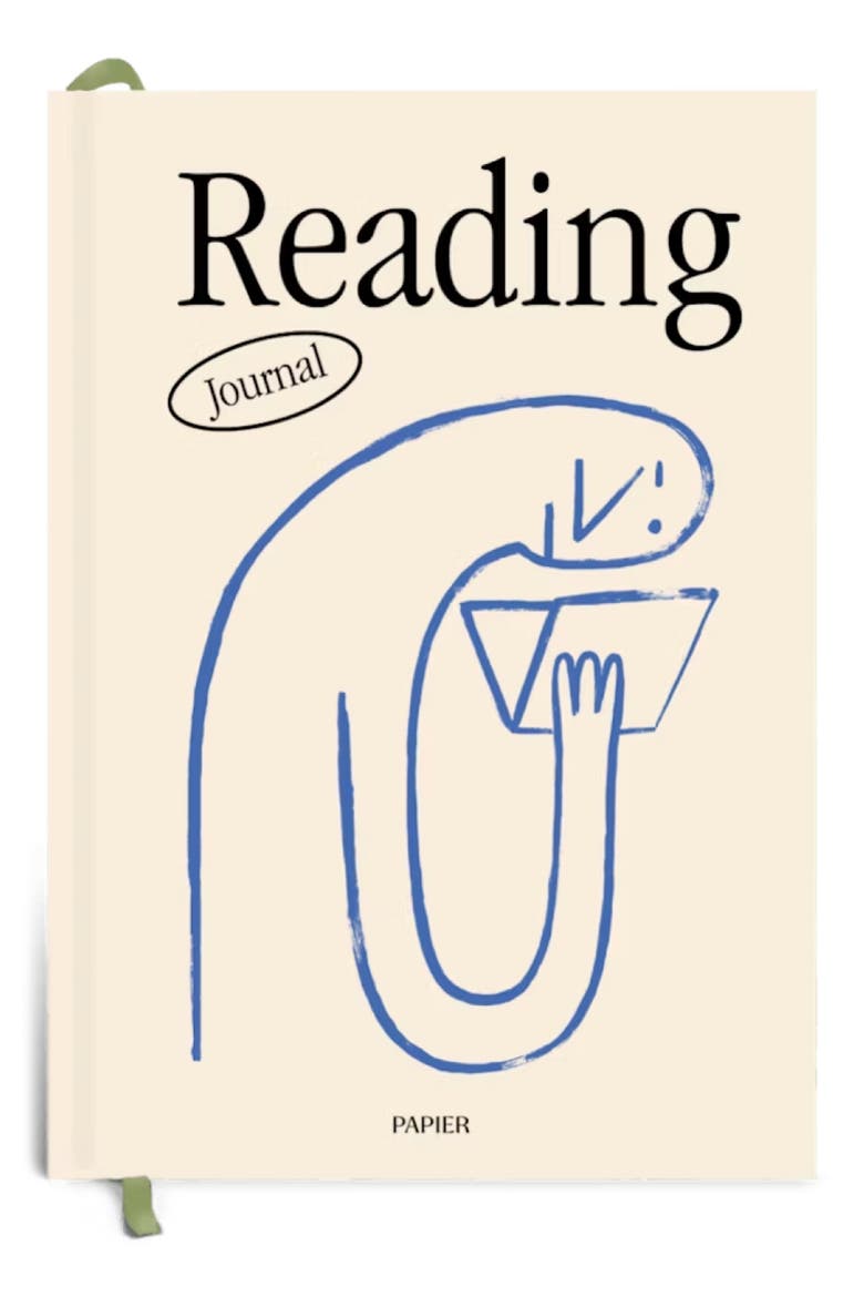 Nose In a Book Reading Journal, Main, color, LIGHT BEIGE