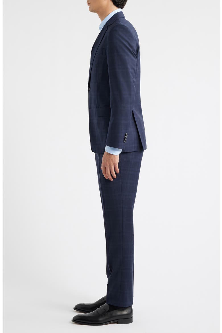 Huge Slim Fit Navy Check Virgin Wool Suit, Alternate, color, DARK BLUE