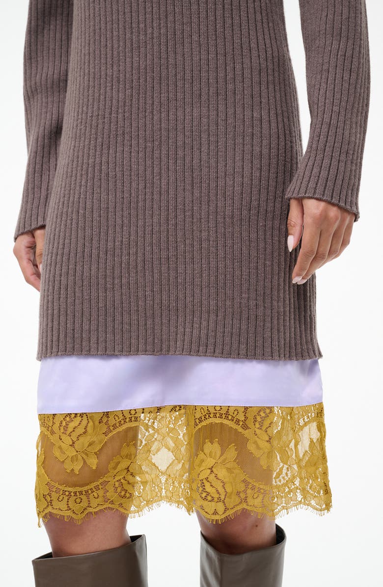 STAUD Willow Long Sleeve Wool Blend Sweater Dress, Alternate, color, Truffle