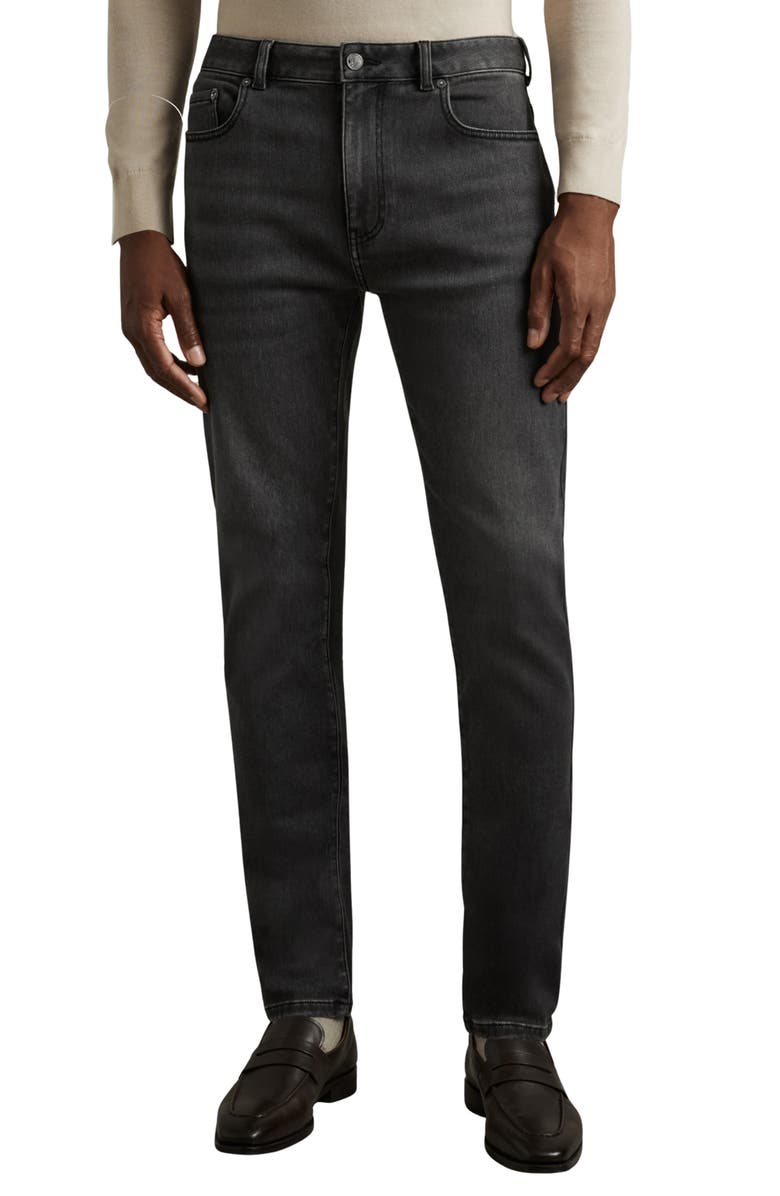Reiss Maddison Slim Straight Leg Jeans, Main, color, Washed Black