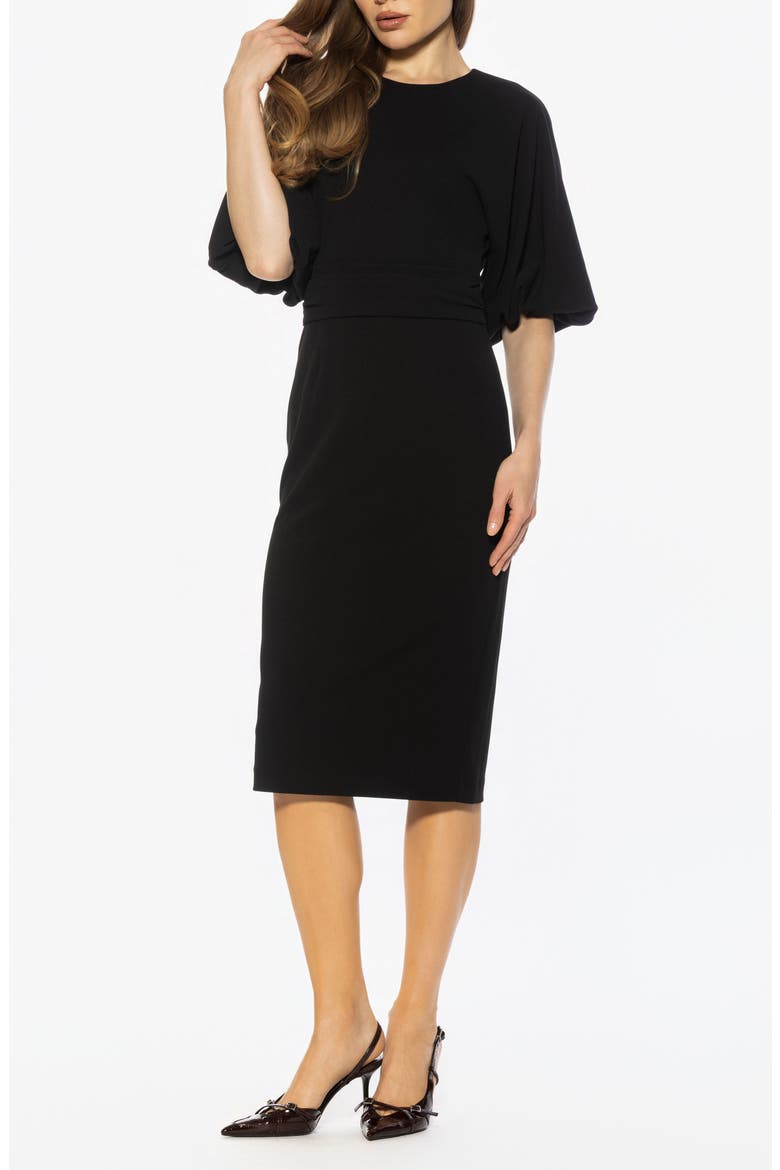 Auden Sheath Midi Dress, Alternate, color, BLACK