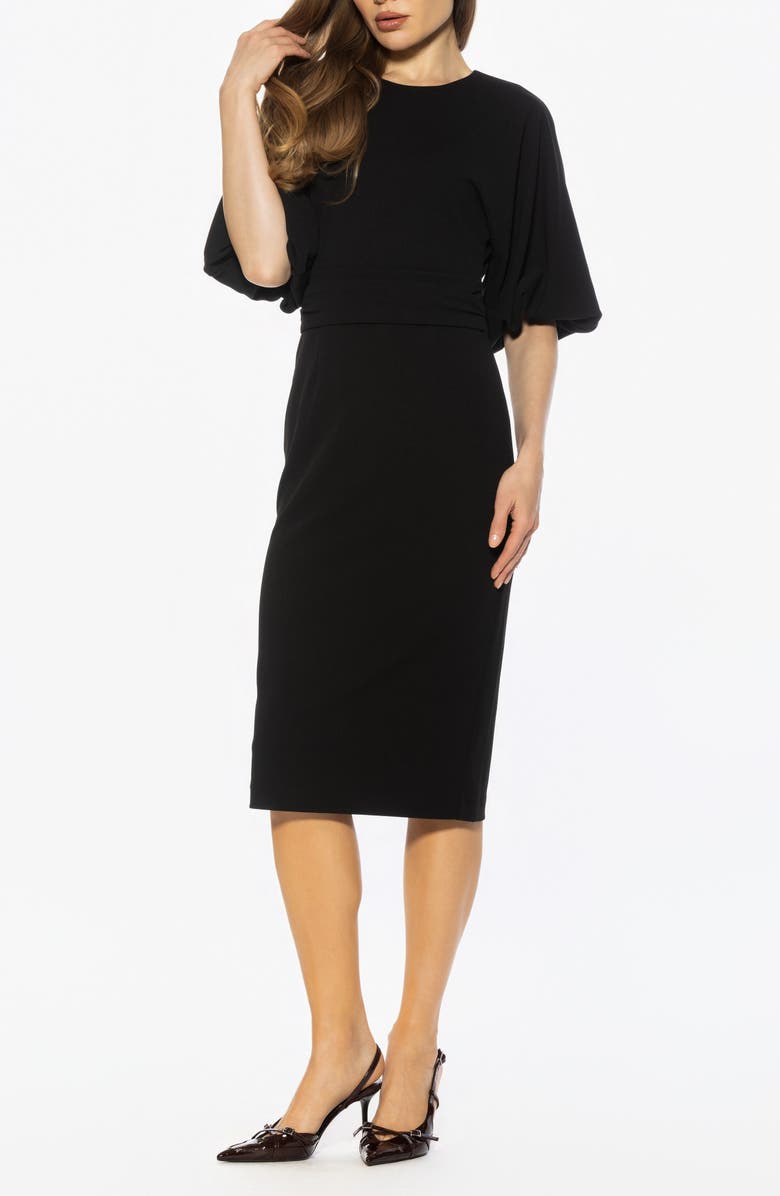 Alexia Admor Auden Sheath Midi Dress, Alternate, color, Black