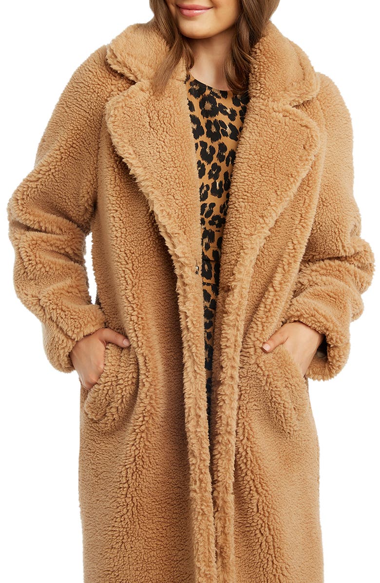 Bardot Faux Fur Long Coat, Alternate, color,