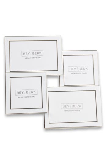 Bey-berk Four Photo Collage Frame In Silver