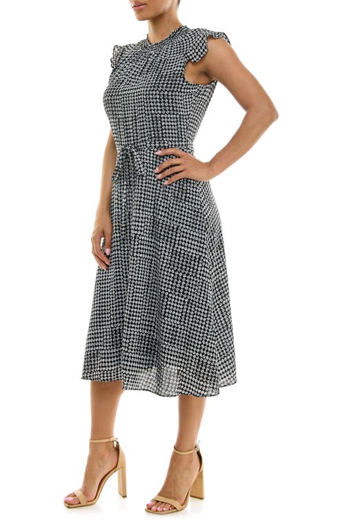 Nina Leonard Smock Chiffon Midi Dress In Gray