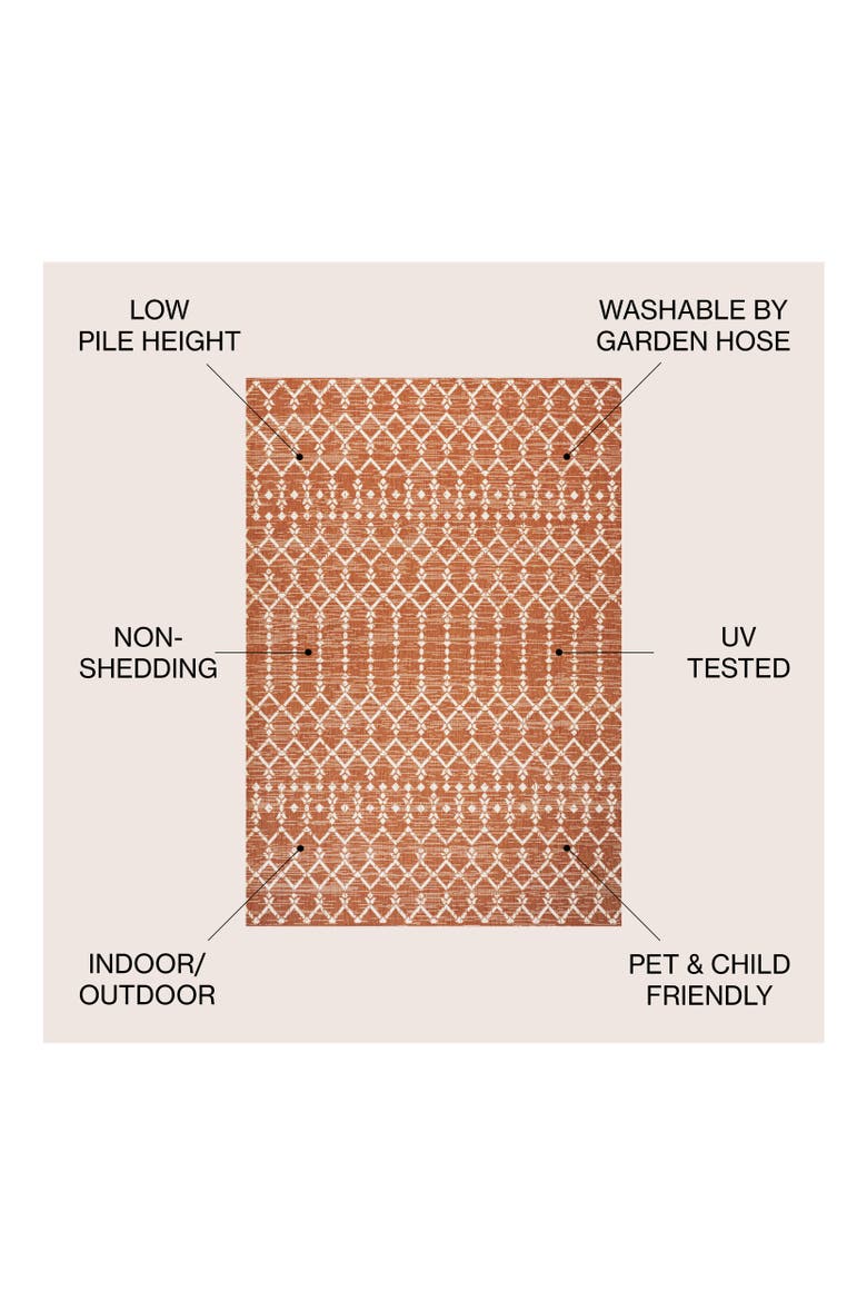 Ourika Moroccan Geometric Textured Weave Indoor/Outdoor Area Rug, Alternate, color, Orange/Cream
