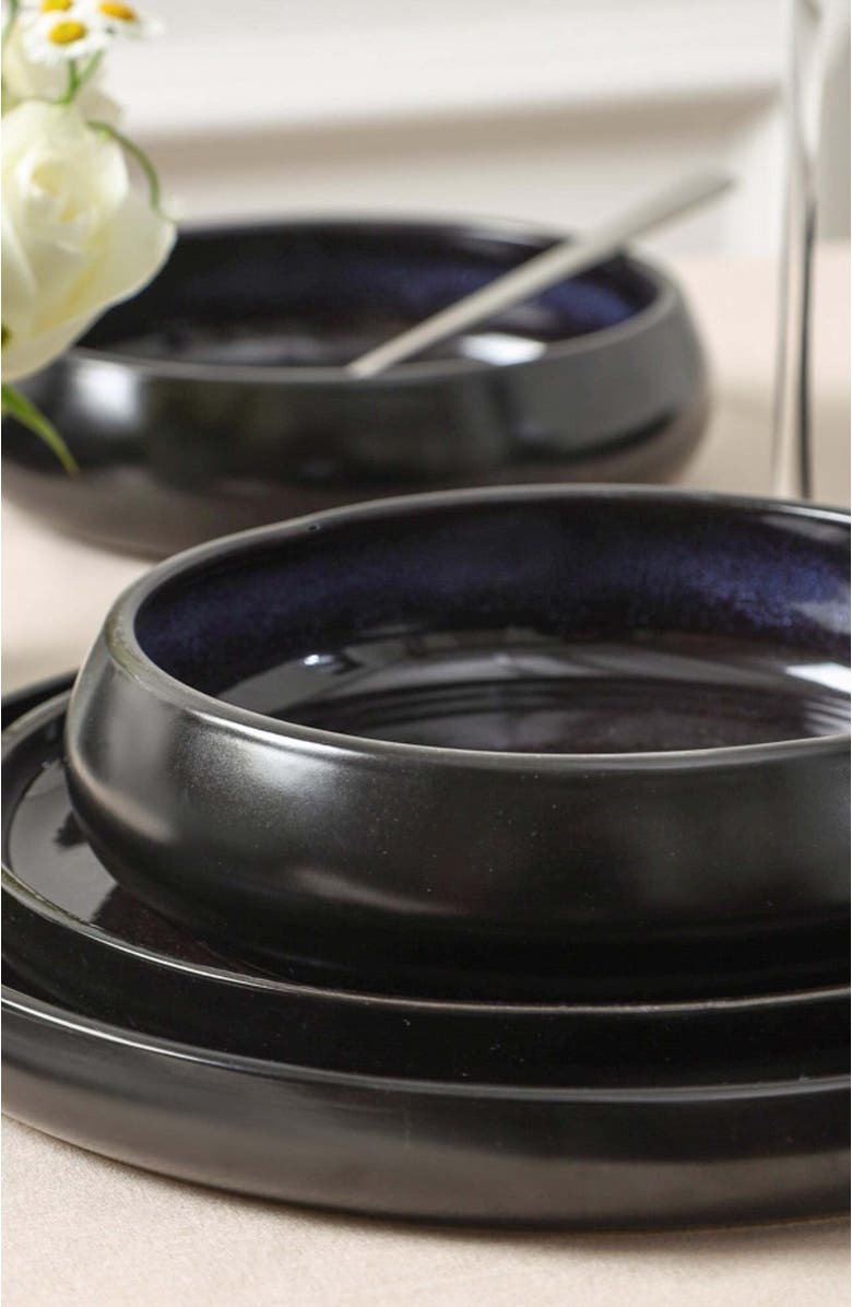 Stone Lain Lagoon Stoneware 12-Piece Dinnerware Set, Alternate, color, Black
