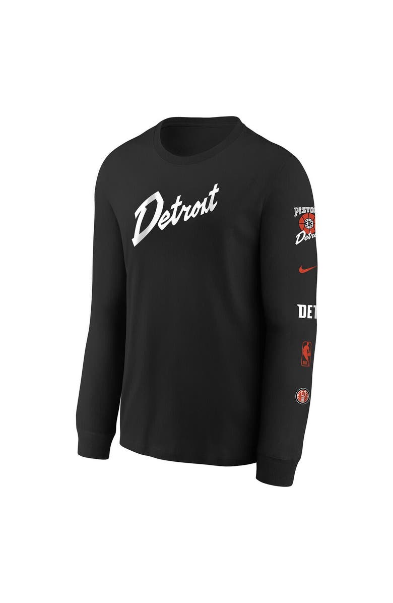 Nike Youth Nike Black Detroit Pistons 2023/24 City Edition Max90 Long Sleeve T-Shirt, Alternate, color, 
