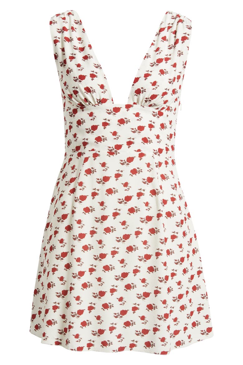 Mela Floral Crepe Minidress, Alternate, color, WHITE/ HAZY ROSE DEEP RED