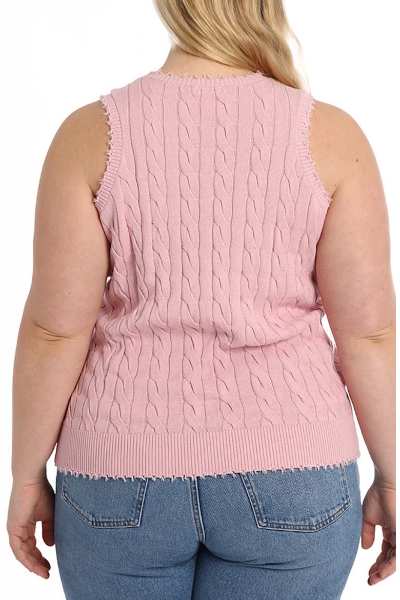 Frayed Cable Knit Cotton Sweater Tank, Alternate, color, PINK PEARL
