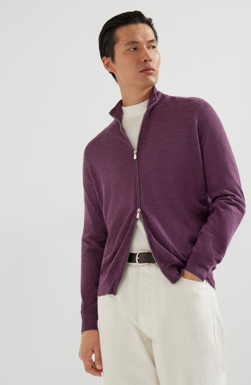 Brunello Cucinelli Lightweight Knit Cardigan In Burgundy