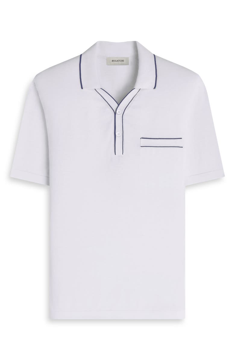 Bugatchi Tipped Cotton & Silk Pocket Polo Sweater, Alternate, color, Chalk