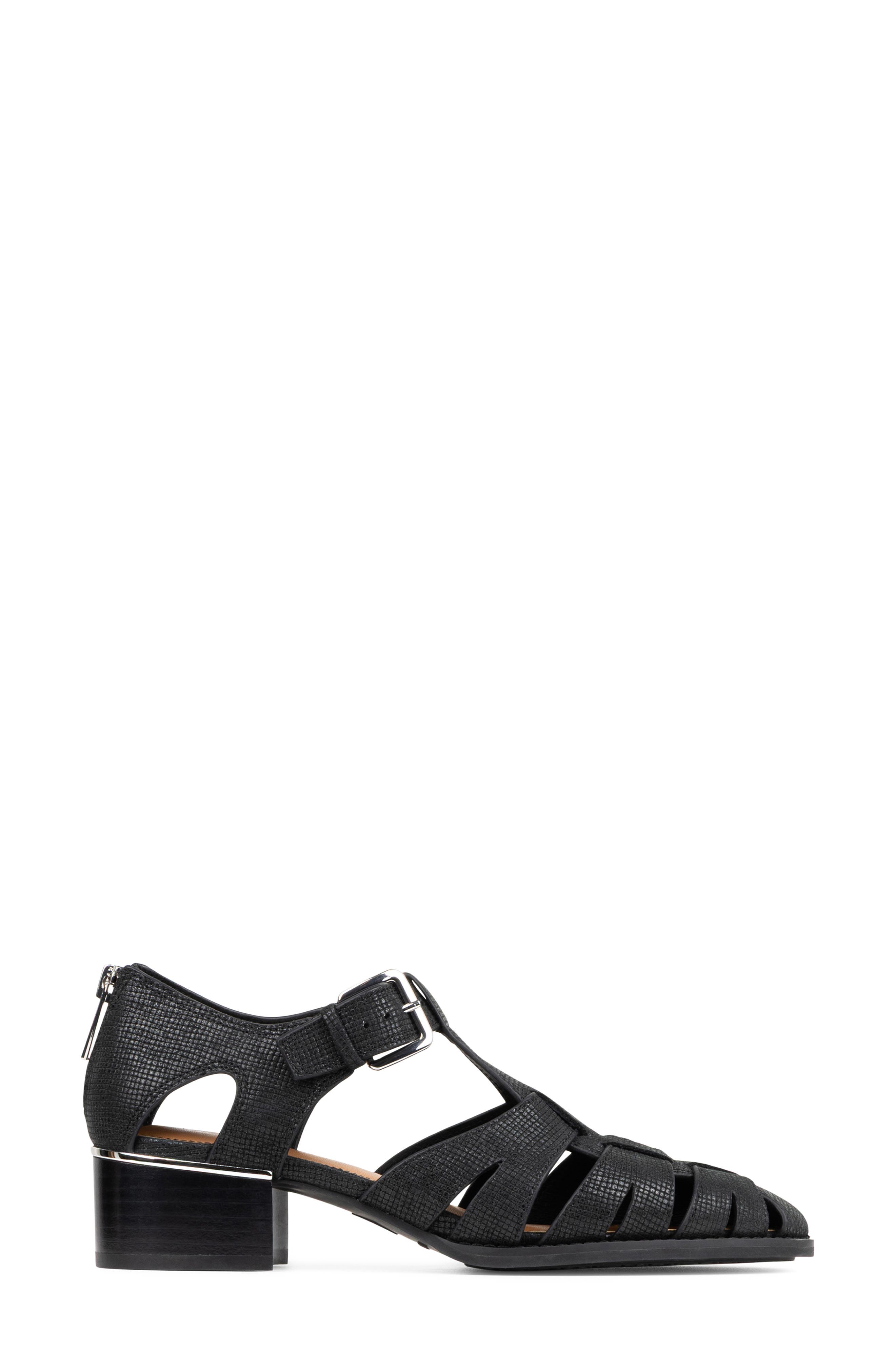 Mariam Back Zip Fisherman Sandal, Alternate, color, BLACK