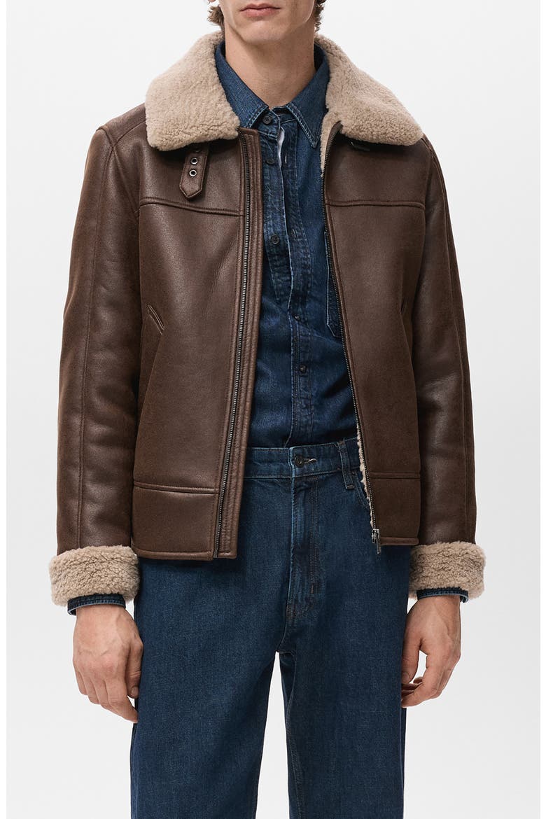Faux Shearling Jacket, Alternate, color, TOBACCO BROWN