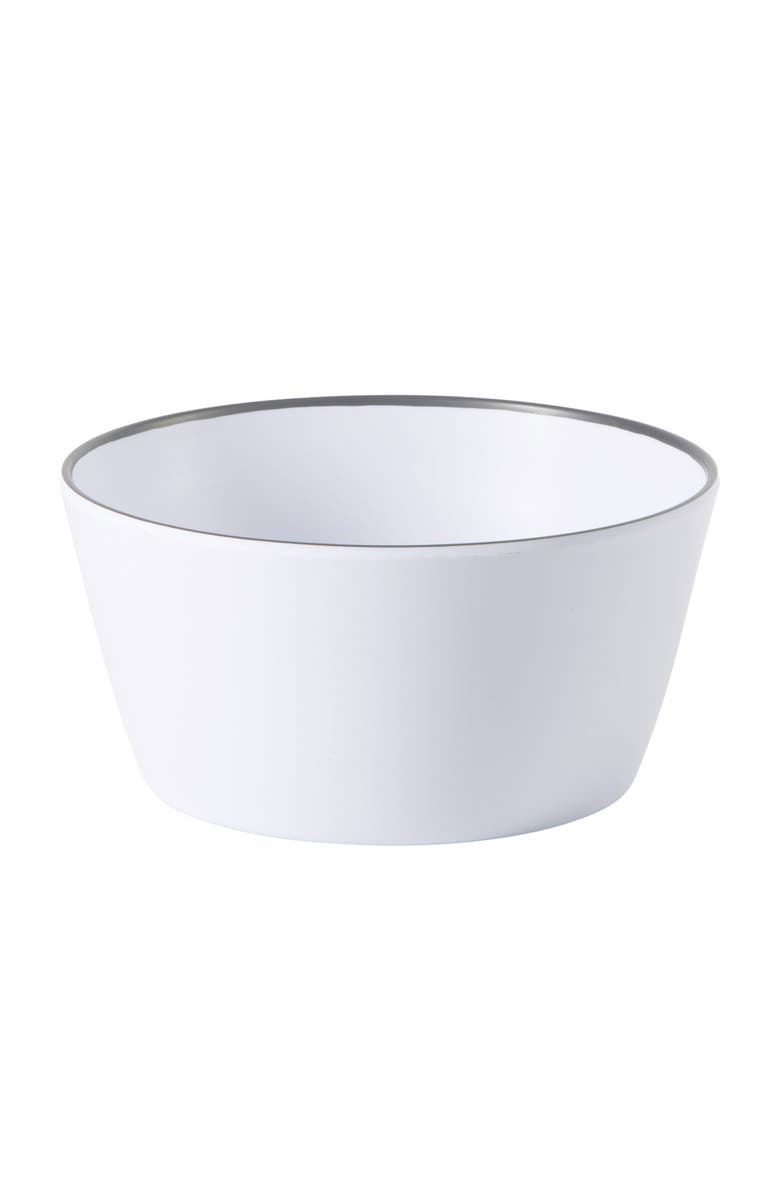 Gibson Home Folsom Shores 12 Piece Melamine Dinnerware Set  w/ Black Rim, Alternate, color, White