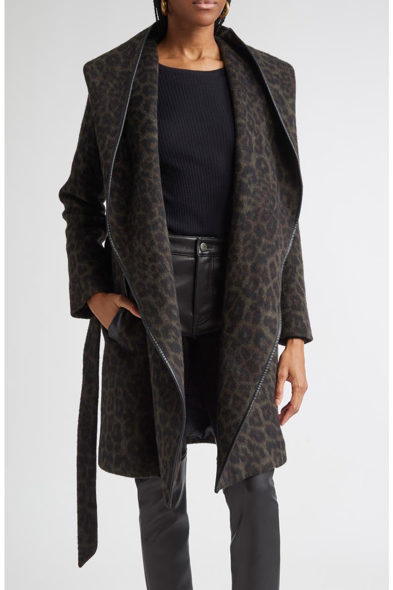Joan Animal Print Coat, Main, color, DEEP OLIVE ANIMAL