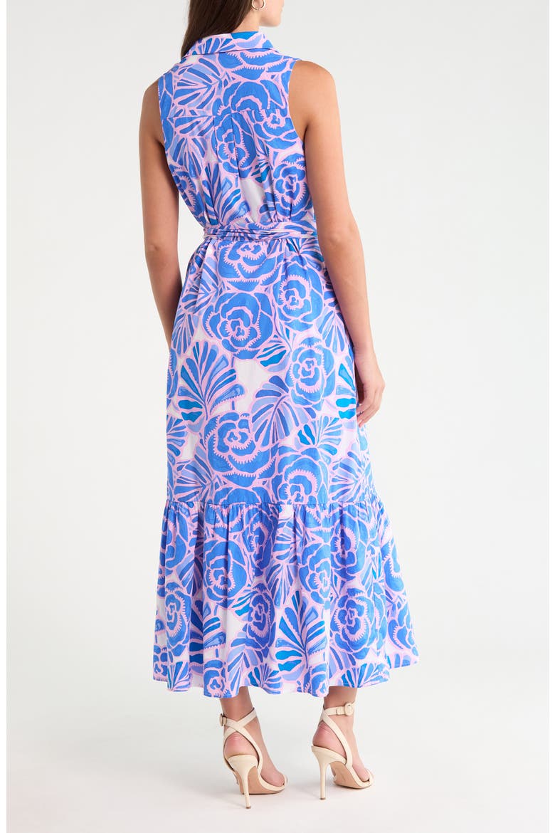 Cileah Floral Sleeveless Cotton Shirtdress, Alternate, color, WHITE-PINK-BLUES