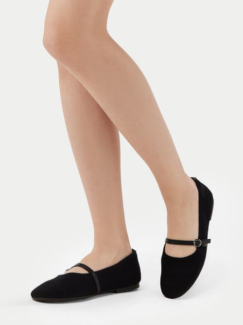 Gobi Mongolian Cashmere Wool Cashmere Knitted Ballet Flats In Black