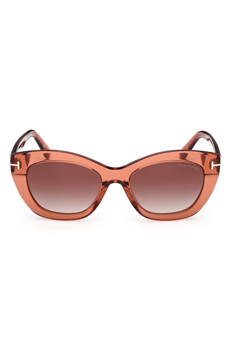 TOM FORD Linda 53mm Butterfly Sunglasses, Main, color, Shiny Terracotta/ Brown Lenses
