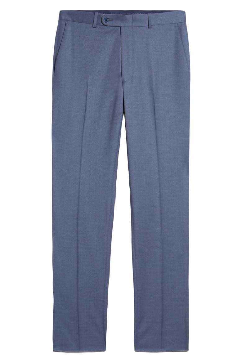 Harker Flat Front Stretch Wool Twill Dress Pants, Alternate, color, MID BLUE