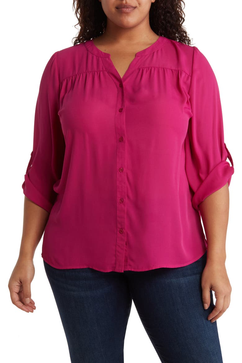 Lorelai 3/4 Sleeve Blouse, Main, color, FESTIVAL FUSCHIA