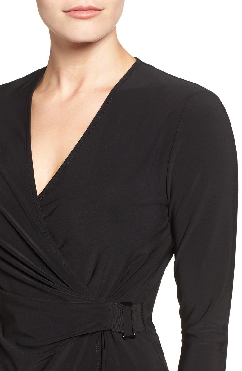 Anne Klein Buckle Wrap Top, Alternate, color, 