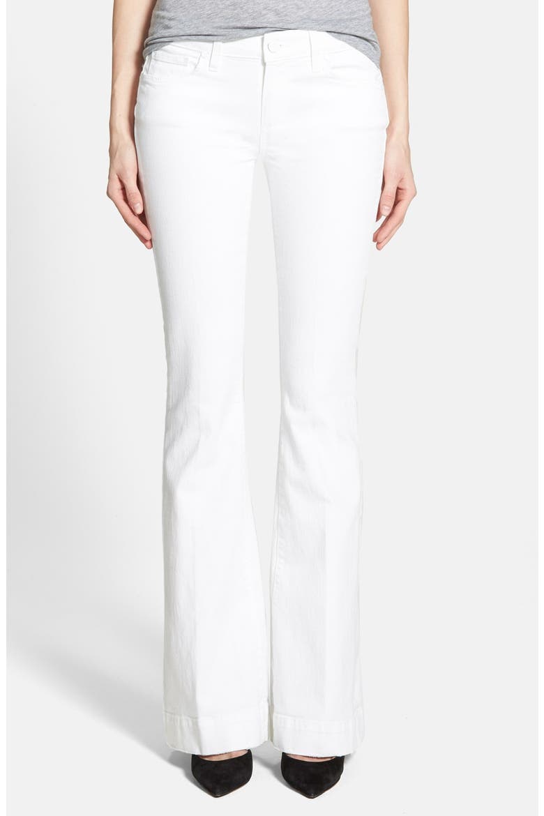 Denim 'Fiona' Flare Pants, Main, color, DISTRESSED BEIGE