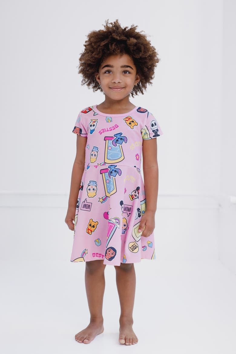 Short Sleeve Skater Dress, Alternate, color, Doorables Pink
