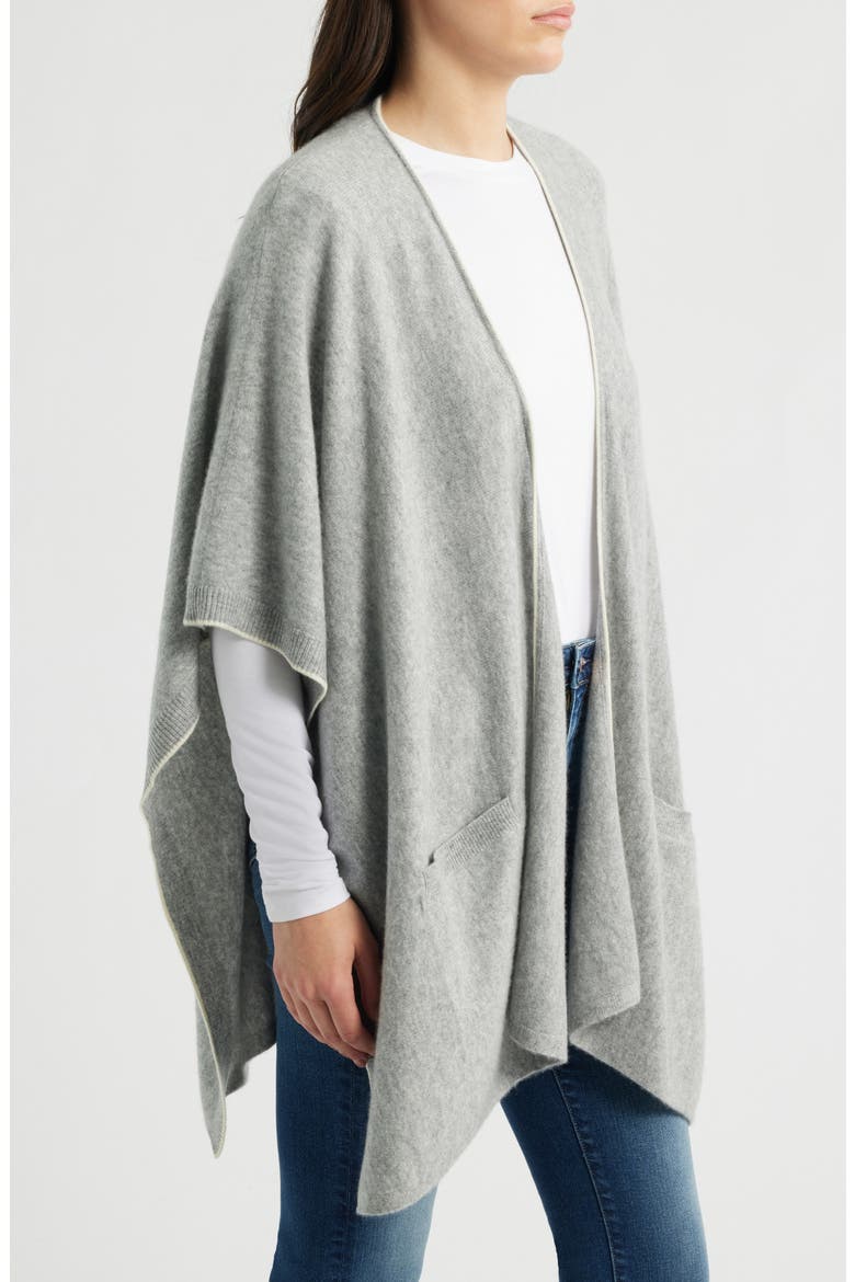 Tipped Cashmere Cape, Alternate, color, MEDIUM GREY OFF WHITE