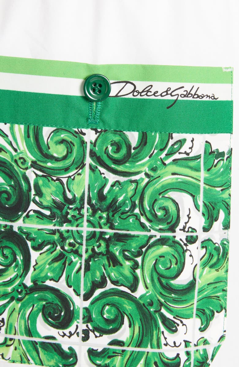 Dolce&Gabbana Majolica Cotton Poplin Drawstring Shorts, Alternate, color,